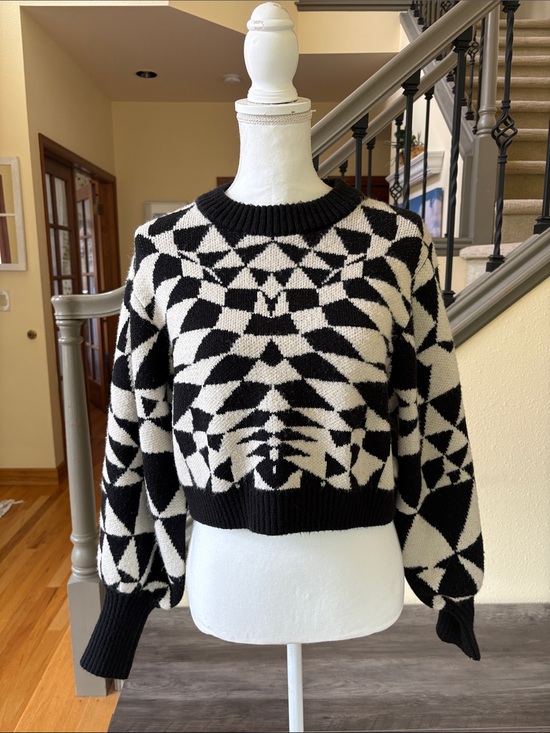 FARM Rio Sweaters - FARM Rio Deco Knit Sweater Black & White Size Medium